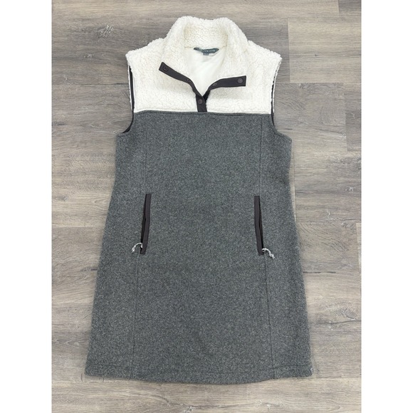 Title nine Sweaters - Title Nine Vest Dress Fleece Callitrix Womens Medium Gray White Sherpa Mock Neck
